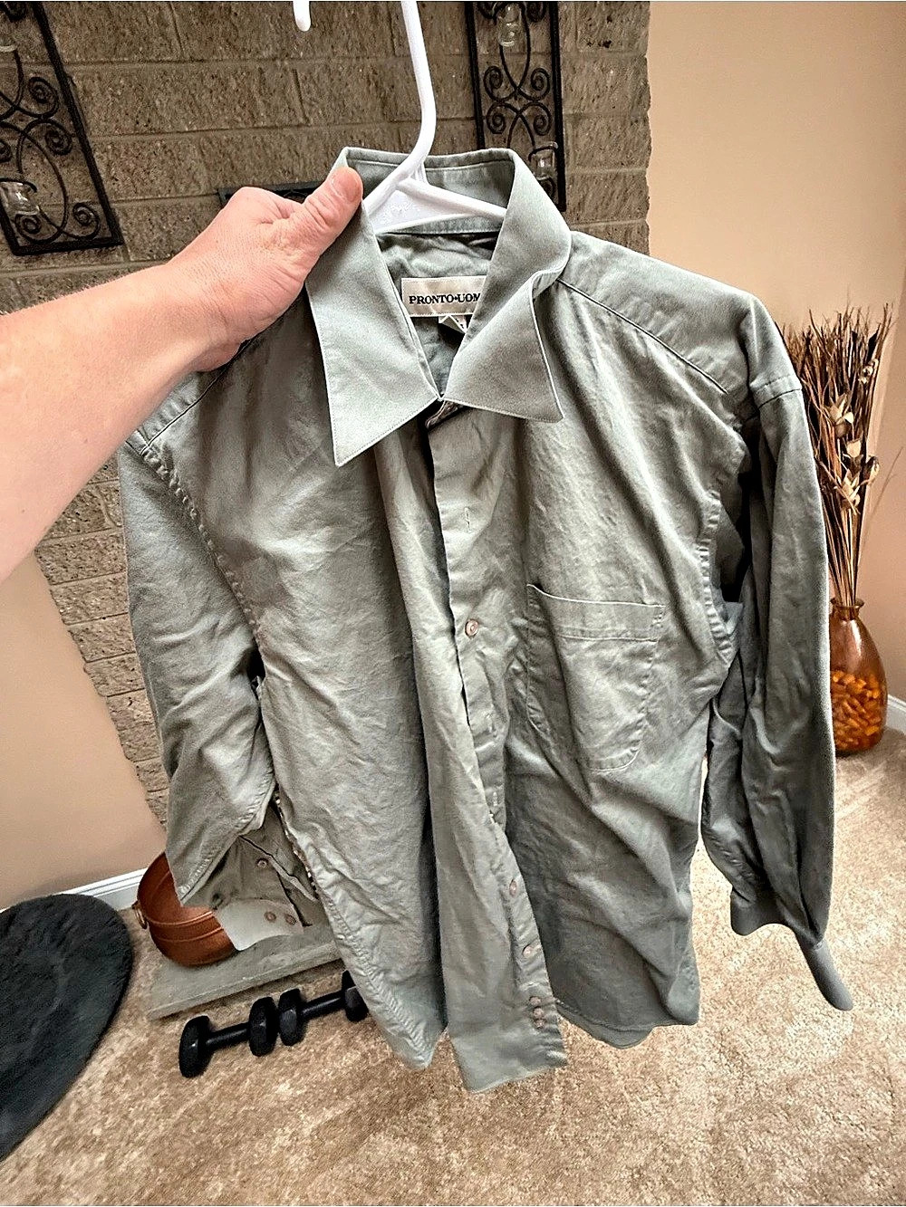 Pronto Uomo Button-Down Shirt in Gray Size 15 1/2 32/33
